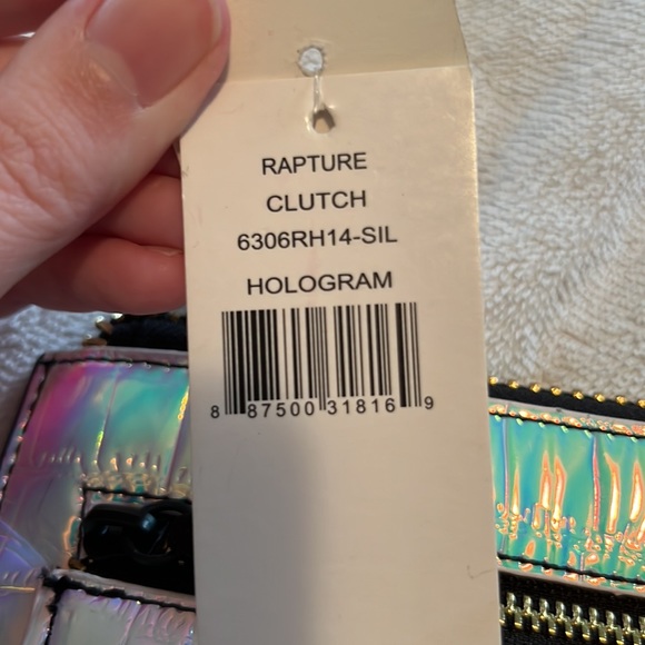 NEW FRENCH CONNECTION rapture Clutch iridescent rave holographic rainbow cyber - Picture 6 of 6